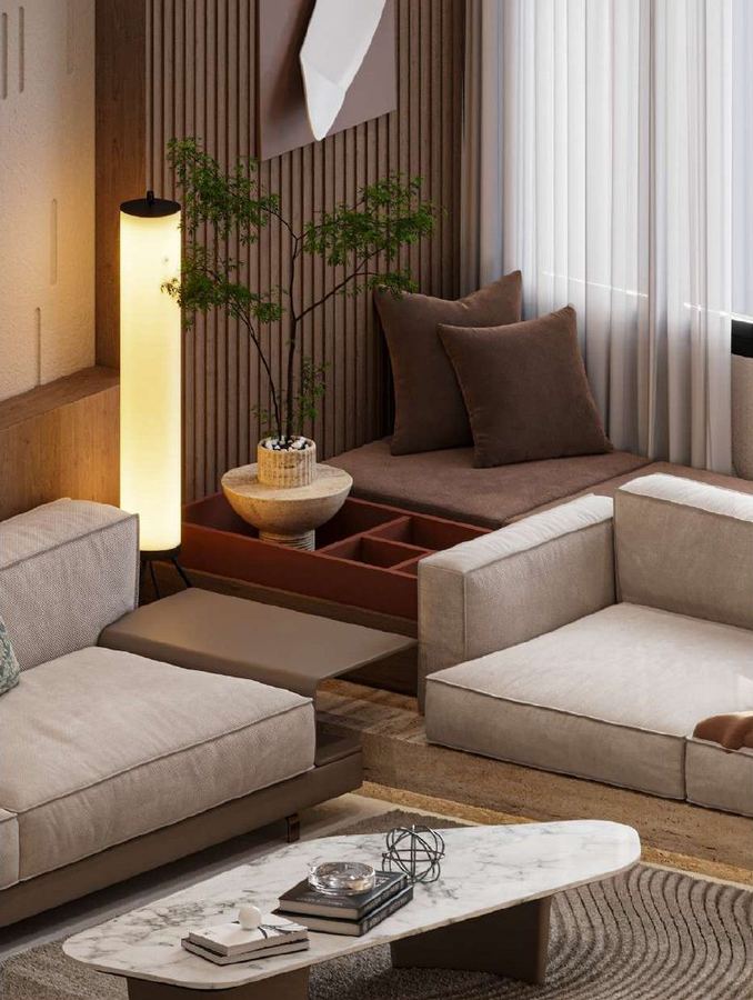 Living room and open kitchen